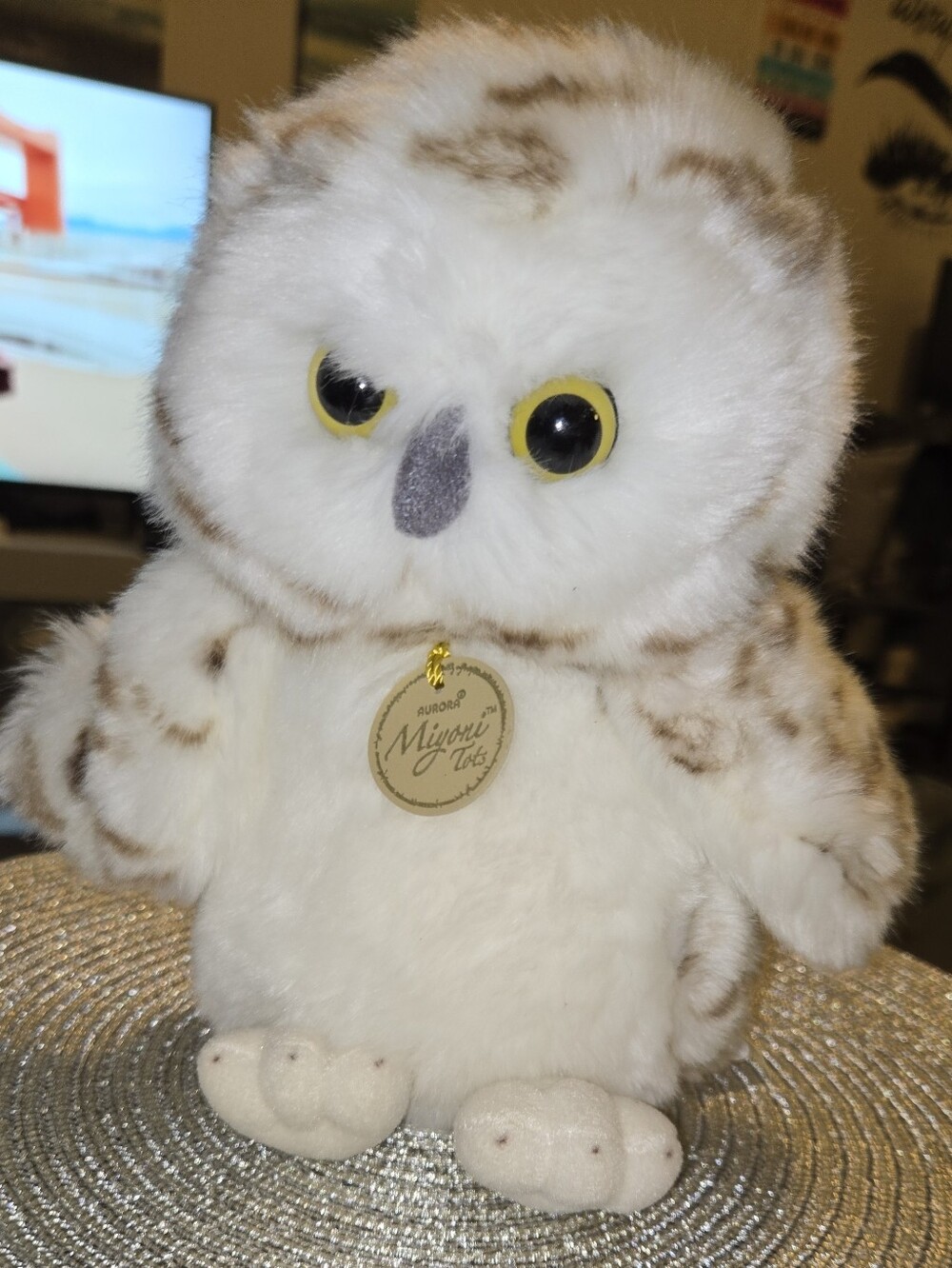 Aurora Miyoni Tots Snowy Owl Plush 9" Realistic Stuffed Animal White Brown NWT